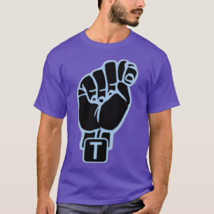 Amerikaanse gebarentaal Brief T blauwe mannen T-shirt
