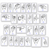 Amerikaanse Gebarentaal Leer ASL Alfabet Stickers (Voorkant)