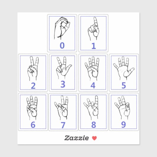 Amerikaanse Gebarentaal, Leer ASL-nummers Stickers (Vel)