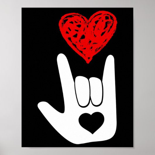 Amerikaanse Gebarentaal Love Hand Sign ASL Squad Poster (Voorkant)
