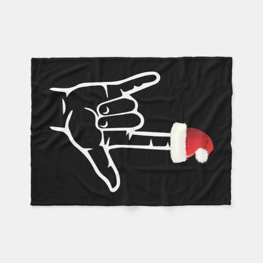 Amerikaanse gebarentaal met kerstmuts fleece deken (Voorkant (Horizontaal))