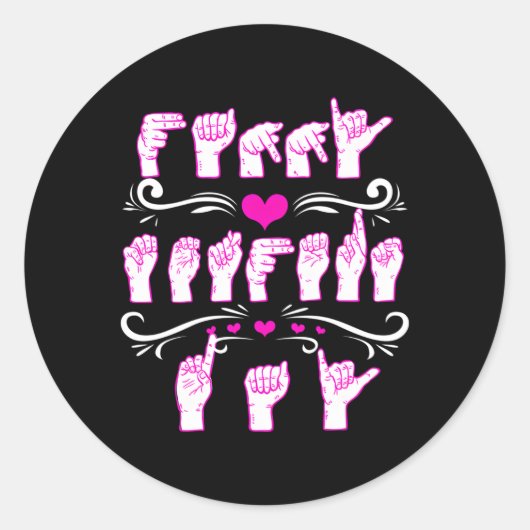 Amerikaanse Gebarentaal Moederdag ASL voor Moeder Ronde Sticker (Voorkant)