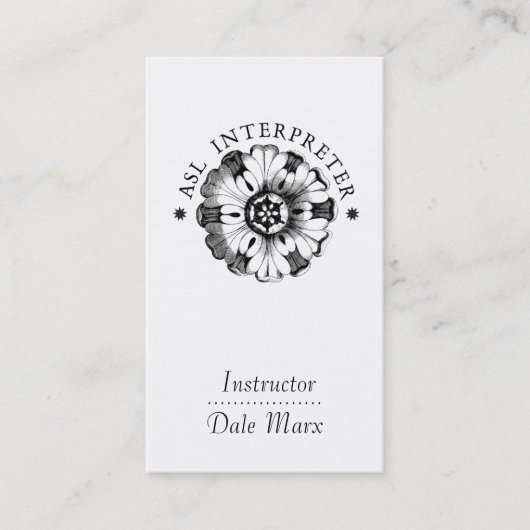 Amerikaanse Gebarentaal Motif Instructor Visitekaartje (Voorkant)