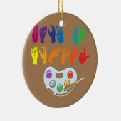 Amerikaanse gebarentaal Terug naar school ASL Keramisch Ornament (Rechts)