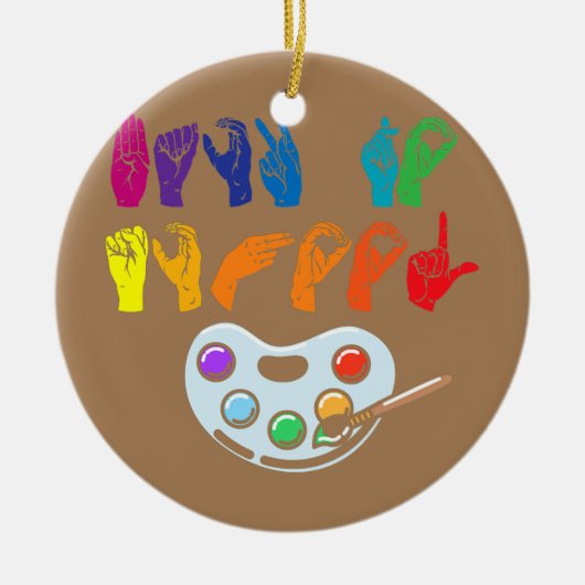 Amerikaanse gebarentaal Terug naar school ASL Keramisch Ornament (Voorkant)