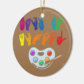 Amerikaanse gebarentaal Terug naar school ASL Keramisch Ornament (Links)