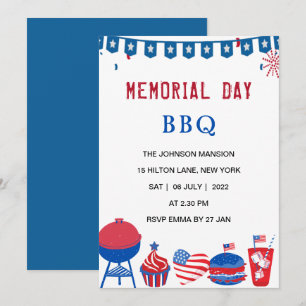 Amerikaanse gedenkdag BBQ-feest patriottisch Kaart