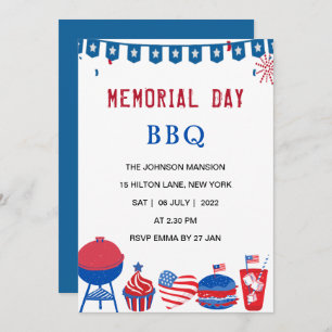 Amerikaanse gedenkdag BBQ-partij Kaart