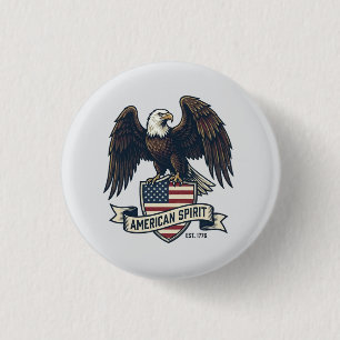 Amerikaanse Geest Witkopzeearend Ronde Button 3,2 Cm