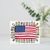 amerikaanse gelukkige kinderen briefkaart (Staand voorkant)