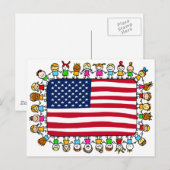 amerikaanse gelukkige kinderen briefkaart (Voorkant / Achterkant)