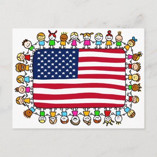 amerikaanse gelukkige kinderen briefkaart (Voorkant)