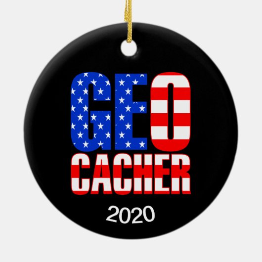 Amerikaanse Geocacher Keramisch Ornament (Achterkant)