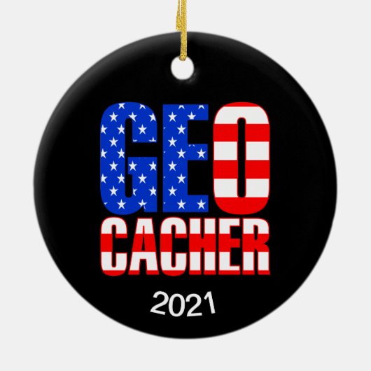 Amerikaanse Geocacher Keramisch Ornament (Achterkant)