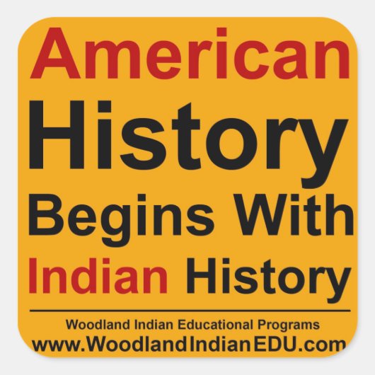 Amerikaanse geschiedenis begint met Indiase geschi Vierkante Sticker (Voorkant)