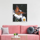 Amerikaanse geschilderde Lady Butterfly op Daisy C Canvas Afdruk (Insitu (Woonkamer))