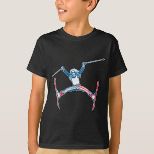 Amerikaanse gespreide adelaar grappige ski Amerika T-shirt