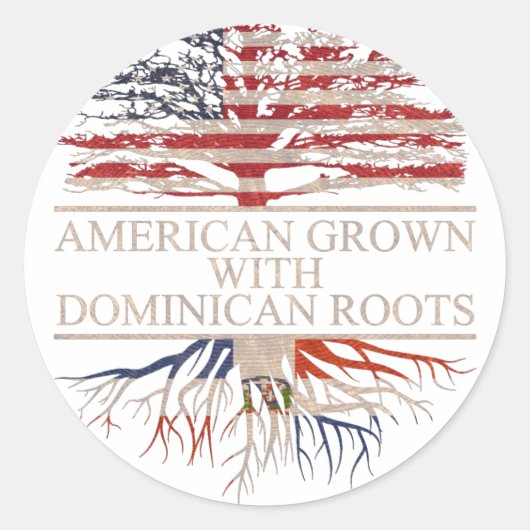Amerikaanse geteeld met dominicaanse wortels ronde sticker (Voorkant)