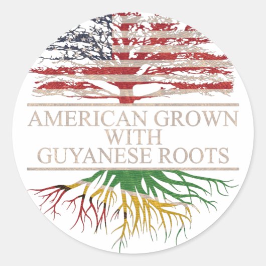 Amerikaanse geteeld met guyanese wortels ronde sticker (Voorkant)