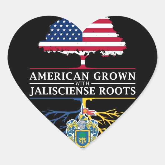 Amerikaanse geteeld met Jalisciense Roots Jalisco Hart Sticker (Voorkant)