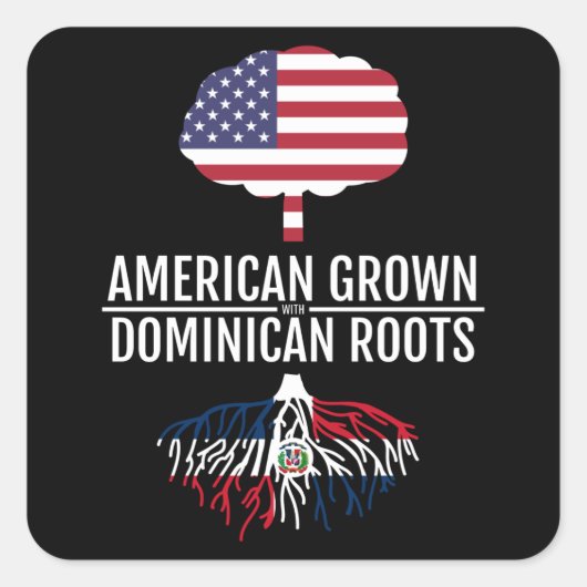 Amerikaanse geteelde Dominicaanse roots nationale Vierkante Sticker (Voorkant)
