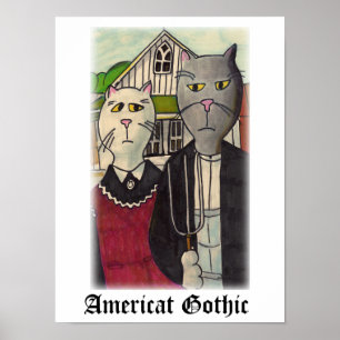Amerikaanse getikte kattentekenkunst poster
