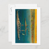 Amerikaanse gevechtstroepen verankerd op strand va briefkaart (Voorkant / Achterkant)