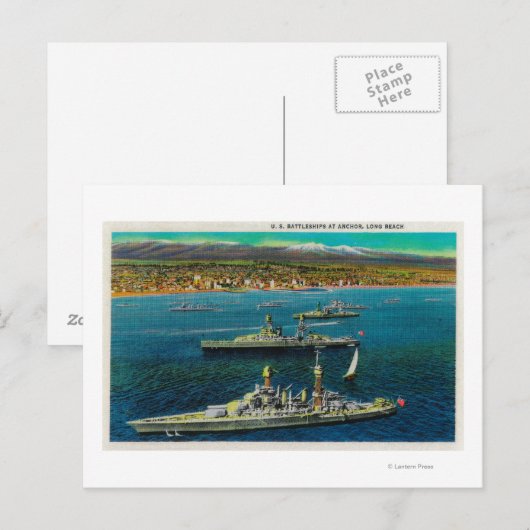 Amerikaanse gevechtstroepen verankerd op strand va briefkaart (Voorkant / Achterkant)