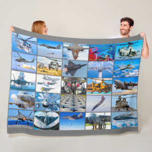 AMERIKAANSE GEVECHTSVLIEGTUIG "MONTAGE" FLEECE DEKEN