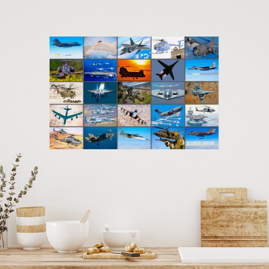 AMERIKAANSE GEVECHTSVLIEGTUIG "MONTAGE" POSTER (Keuken)