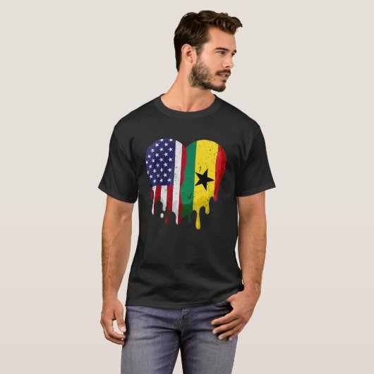 Amerikaanse Ghanese erfgoedmaand Ghana Flag Heart T-shirt (Voorkant volledig)