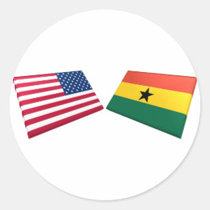 Amerikaanse & Ghanese vlaggen Ronde Sticker