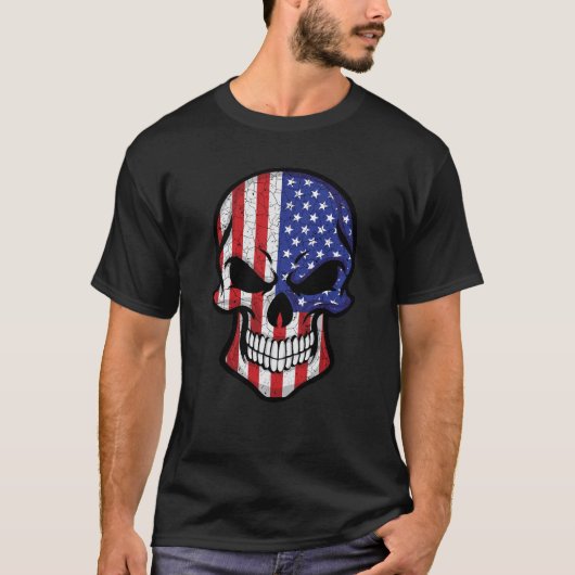 Amerikaanse glimlende schedelvlag t-shirt (Voorkant)