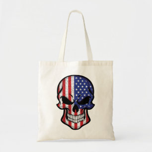 Amerikaanse glimlende schedelvlag tote bag
