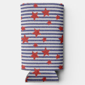 Amerikaanse glitter sterren & strepen seltzer blikjeskoeler (Achterkant)