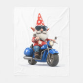 Amerikaanse Gnome Riding Motorcycle Fleece Deken (Voorkant)