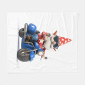 Amerikaanse Gnome Riding Motorcycle Fleece Deken (Voorkant (Horizontaal))