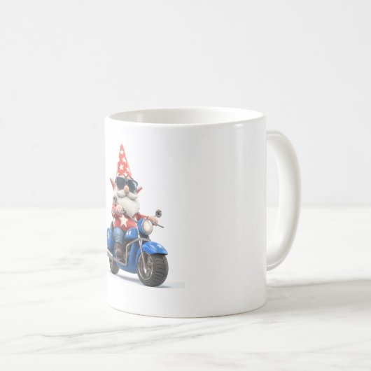 Amerikaanse Gnome Riding Motorcycle Koffiemok (Voorkant rechts)
