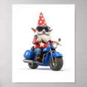 Amerikaanse Gnome Riding Motorcycle Poster (Voorkant)