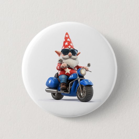 Amerikaanse Gnome Riding Motorcycle Ronde Button 5,7 Cm (Voorkant)