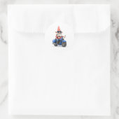 Amerikaanse Gnome Riding Motorcycle Ronde Sticker (Tas)
