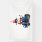 Amerikaanse Gnome Riding Motorcycle Spandoek (Verticaal)