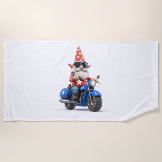 Amerikaanse Gnome Riding Motorcycle Strandlaken (Voorkant)