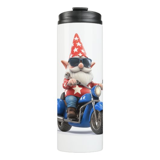 Amerikaanse Gnome Riding Motorcycle Thermosbeker (Voorkant)