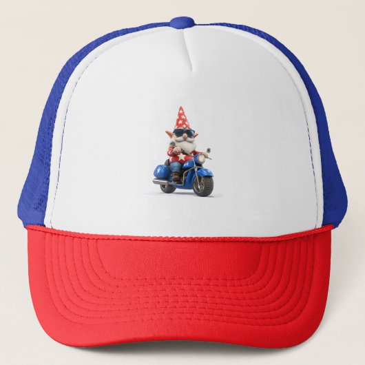 Amerikaanse Gnome Riding Motorcycle Trucker Pet (Voorkant)