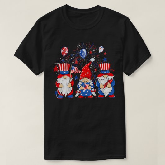 Amerikaanse gnomen 4 juli VS - onafhankelijkheid v T-shirt (Design voorkant)