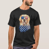 Amerikaanse Golden Retriever VS Retro vlag 4e ju T-shirt (Voorkant)