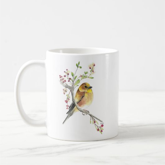 Amerikaanse Goldfinch Bird Waterverf Art Coffee Mo Koffiemok (Links)