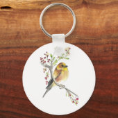 Amerikaanse Goldfinch Bird Waterverf Art Sleutelha Sleutelhanger (Voorkant)