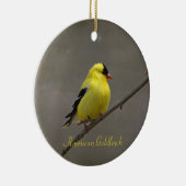 Amerikaanse Goldfinch fotografie-ronde Keramisch Ornament (Rechts)
